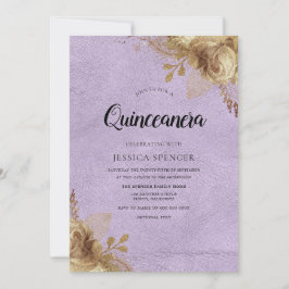Lila & Gold Blume Quinceanera Party laden Einladung