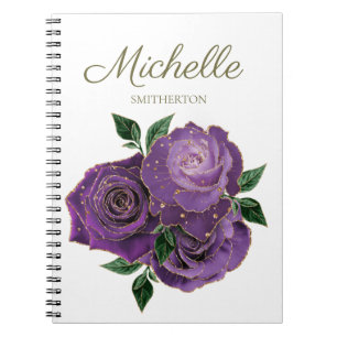 Lila Gold Blume Weißes Notebook Notizblock