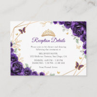 Lila Gold Blumen Quinceanera Empfangsdetails