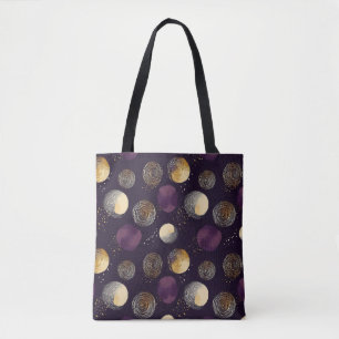 Lila Gold Boho Abstraktes Kreis Muster Tasche