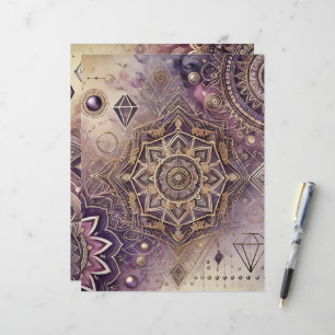 Lila & Gold Boho Intricate Mandalases Scrapbook