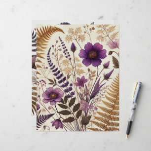 Lila & Gold Boho Wildblumen und Ferns Scrapbook