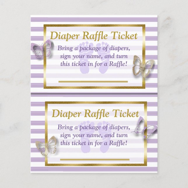 Lila & Gold Butterfly Babydusche Windelwanne Flyer (Vorne)