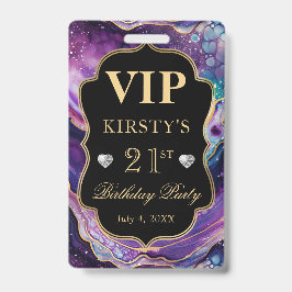 Lila Gold Celestial Glitzer Agate Birthday VIP Ausweis