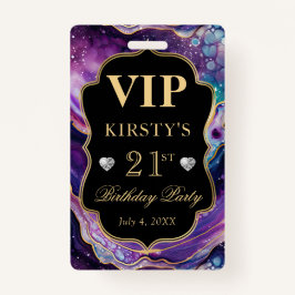 Lila Gold Celestial Glitzer Agate Birthday VIP Ausweis