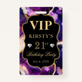 Lila Gold Celestial Glitzer Agate Birthday VIP Ausweis