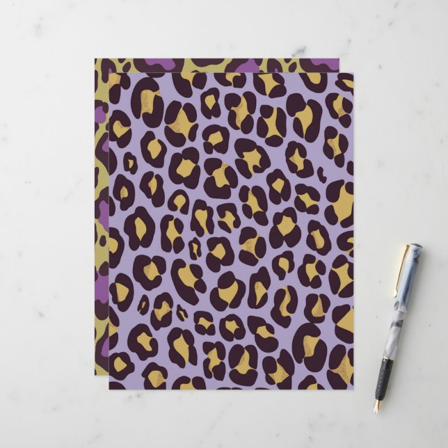 Lila & Gold Cheetah Fur Muster Scrapbook (Vorderseite/Rückseite Beispiel)