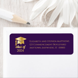 Lila   Gold Class of 2023 Graduation Cap Label