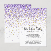 Lila Gold Confetti Baby Shower Book for Baby