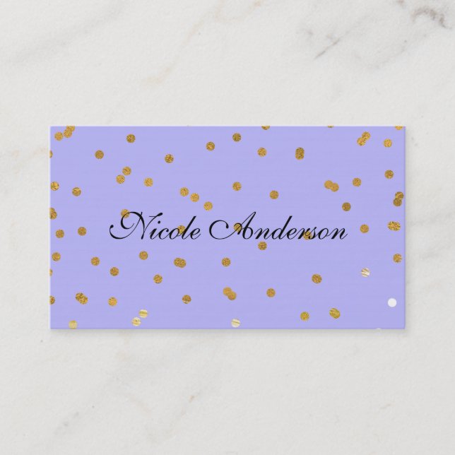 Lila & Gold Confetti Dots Moderner Glamour Glam Visitenkarte (Vorderseite)