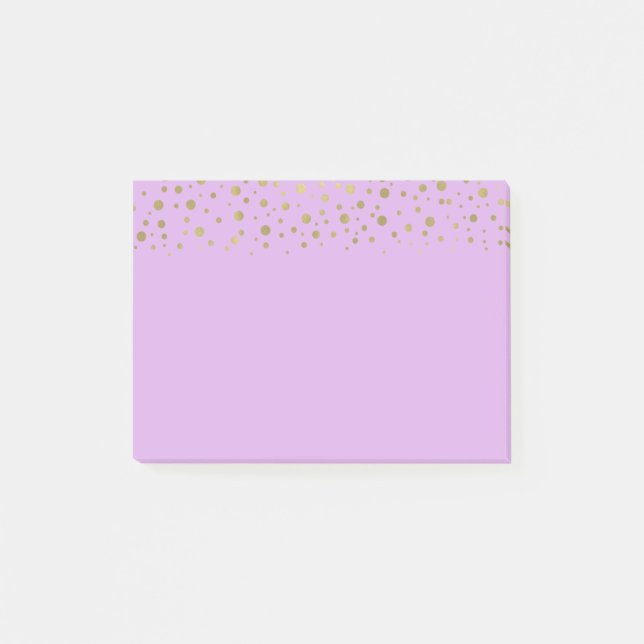 Lila Gold Confetti Post-it Klebezettel (Vorderseite)
