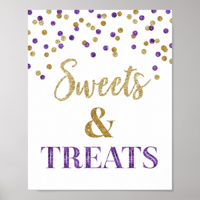 Lila Gold Confetti Süßigkeiten & Leckereien Desser Poster (Vorne)