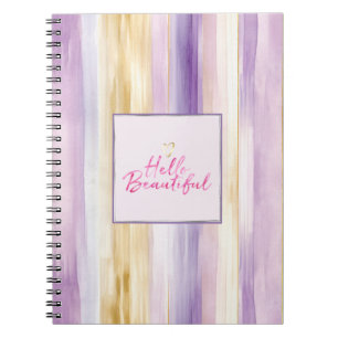 Lila Gold Creme Streifen Rosa Hallo Notizblock