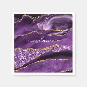 Lila Gold Custom Ihr Name Napkins Personalisiert Serviette