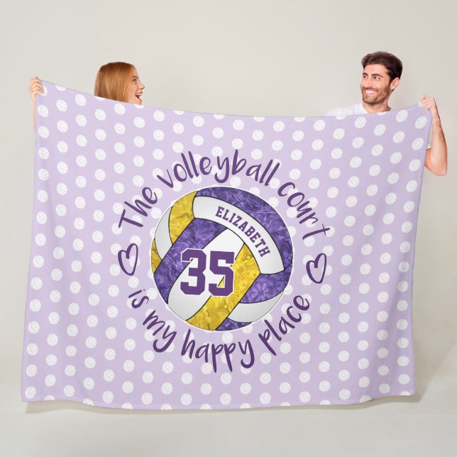 lila Gold Der Volleyballplatz ist mein glücklicher Fleecedecke (Beispiel)