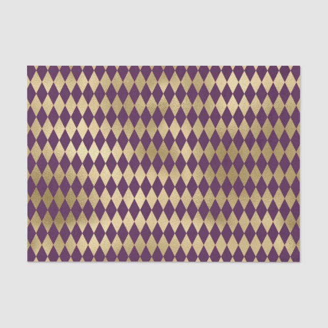 LILA- & GOLD-DIAMOND-RAUTE-PATTER SEIDENPAPIER (Vorderseite)