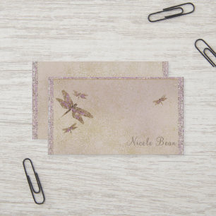 Lila & Gold Dragonflies Dragonfly Glam Sparkle Visitenkarte
