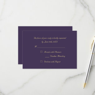 Lila Gold Elegante Party-RSVP-Einladungskarte RSVP Karte