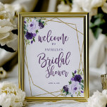 Lila Gold Floral Brautparty Willkommen Poster<br><div class="desc">Liebliches lila goldfarbenes Begrüßungsschild zum Brautparty. Einfach mit Ihren Daten personalisieren. Ideal für lila oder blumengeschmücktes Brautparty. Bitte kontaktieren Sie mich per Chat, wenn Sie Fragen zum Kunstwerk haben oder eine Anpassung benötigen. BITTE BEACHTEN SIE: Für Unterstützung bei Bestellungen, Versand, Produktinformationen usw. wenden Sie sich direkt an den Zazzle Kundenservice...</div>