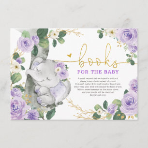 Lila Gold Floral Elephant Books für Baby Girl Begleitkarte