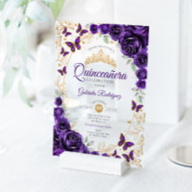 Lila Gold Floral Quinceanera