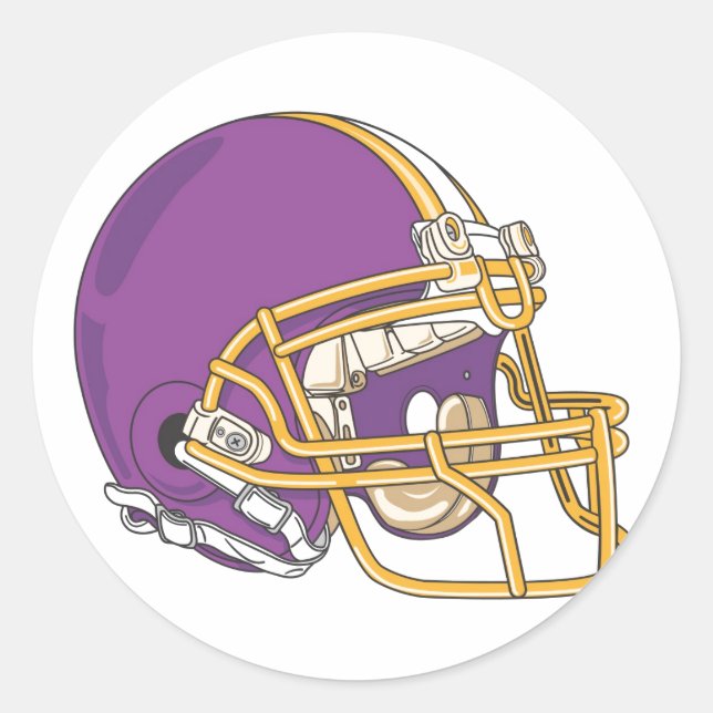 Lila Gold Football Helm Runder Aufkleber (Vorderseite)