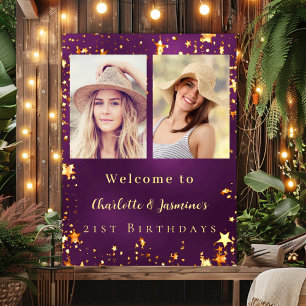Lila Gold Foto Stars 2 Personen Geburtshilfe Poster