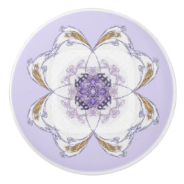 Lila & Gold Fraktal Art Floral-Look Lila Keramikknauf