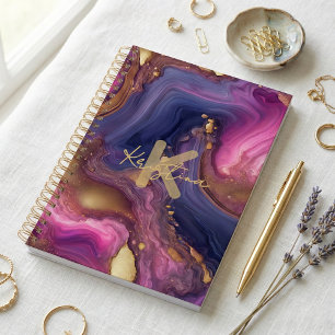 Lila Gold-Geoden-Achat-Monogramm-Schriftname Planer