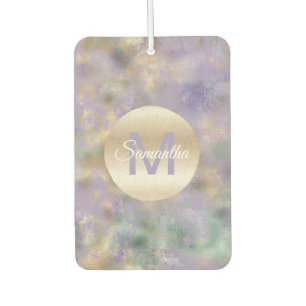 Lila Gold Glam Aquamarin Abstrakt Monogram Autolufterfrischer