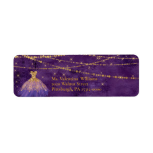Lila/Gold Glitter-Kleid/Bokeh & Lichter Adresse