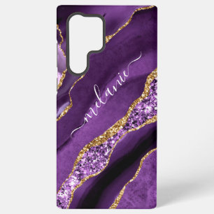Lila Gold Glitter Marmor Geschenk mit individuelle Samsung Galaxy Hülle