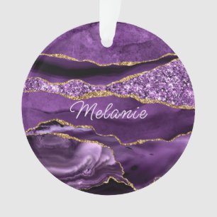 Lila Gold Glitter-Ornament mit personalisiertem Na Ornament