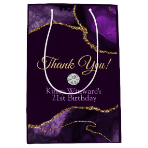 Lila Gold Glitzer Agate Birthday Vielen Dank Mittlere Geschenktüte