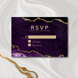 Lila Gold Glitzer Agate Geode Wedding RSVP Karte