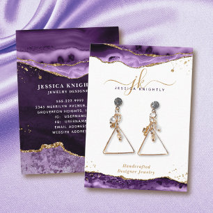 Lila Gold Glitzer Agate Juwelier Display Visitenkarte
