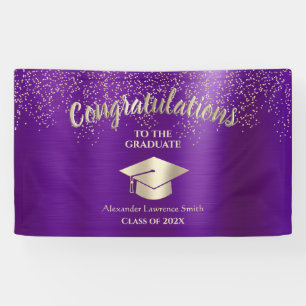 Lila Gold Glitzer Class 2021 Abschluss Banner