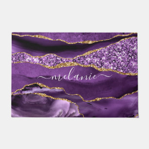 Lila Gold Glitzer Funkelnd Individuelle Name Doorm Fußmatte