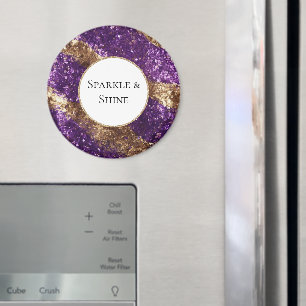 Lila Gold Glitzer Geburtstag Magnet