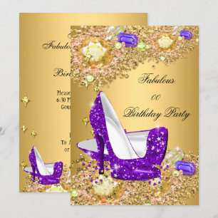 Lila Gold Glitzer High Heels Fantastisches Party Einladung
