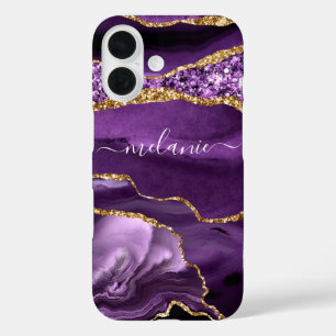 Lila Gold Glitzer iPhone Case mit Individuelle Nam