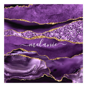 Lila Gold Glitzer Marble Individuelle Name Foto Pr