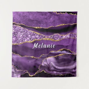 Lila Gold Glitzer Marble Tapestry Individuelle Nam Wandteppich