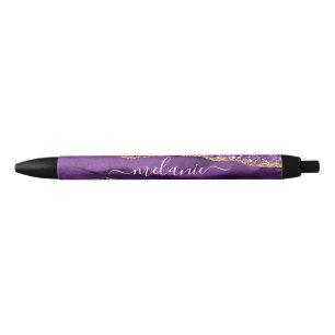 Lila Gold Glitzer Marmorstift mit Individuelle Nam Kugelschreiber