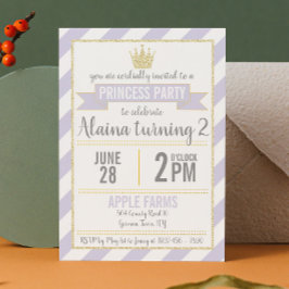 Lila Gold Glitzer Prinzessin zum Geburtstag Einladung