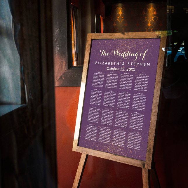 Lila Gold Glitzer Sparkle Hochzeitsdiagramm Poster (Von Creator hochgeladen)