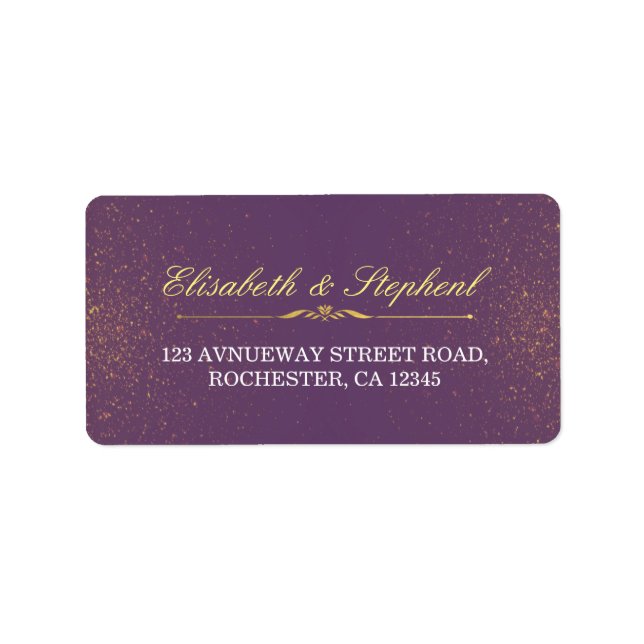Lila Gold Glitzer Sparkle Wedding Address Labels Adressaufkleber (Vorne)