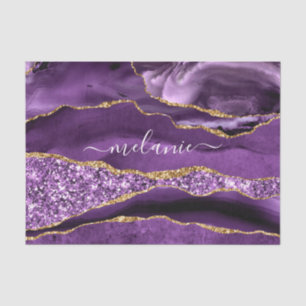 Lila Gold-Glitzer-Testpapier mit Individuelle Name Seidenpapier