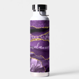 Lila Gold Glitzer Wasserflasche mit Individuelle N Trinkflasche