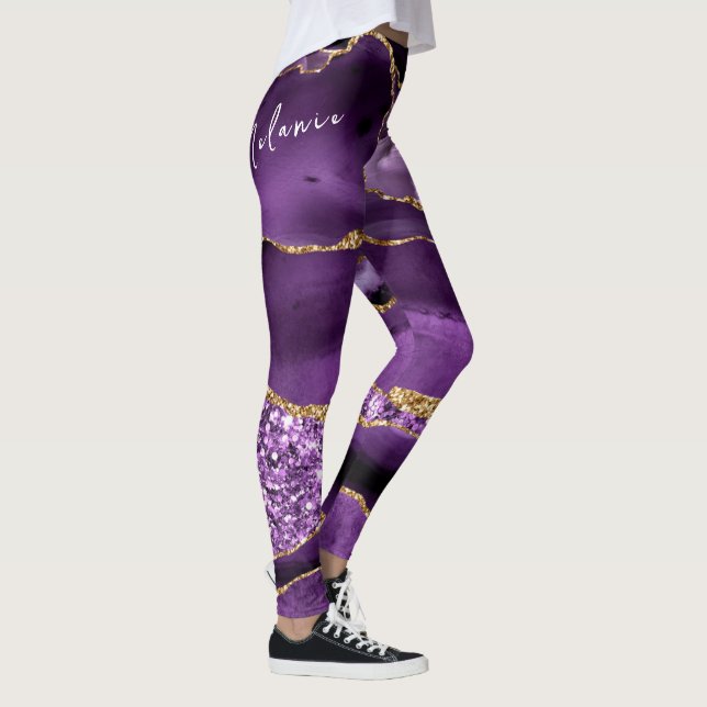 Lila Gold Glitzernde Leggings Benutzerdefinierter  (Rechts)
